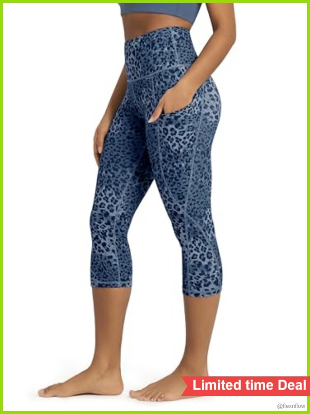 High Waisted Yoga Capris with Pockets, Tummy Control Non See Through Athletic